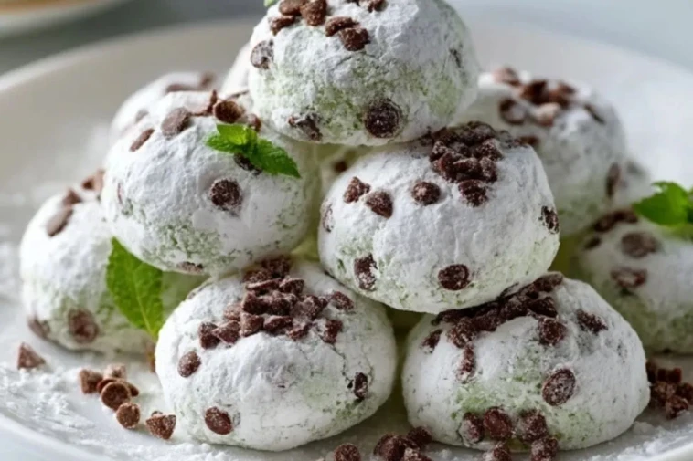 Biscuits En Neige À La Menthe Et Pépites De Chocolat
