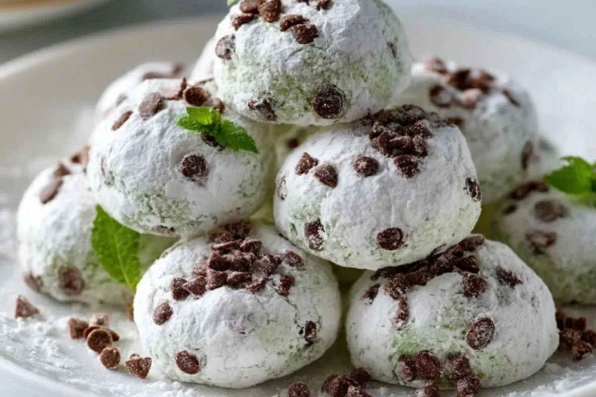 Biscuits En Neige À La Menthe Et Pépites De Chocolat