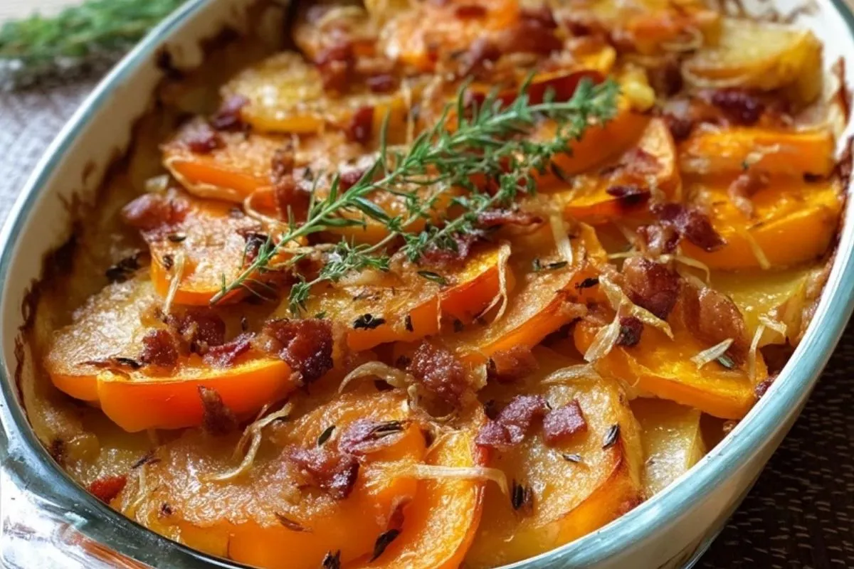 Casserole de pommes et de courge butternut