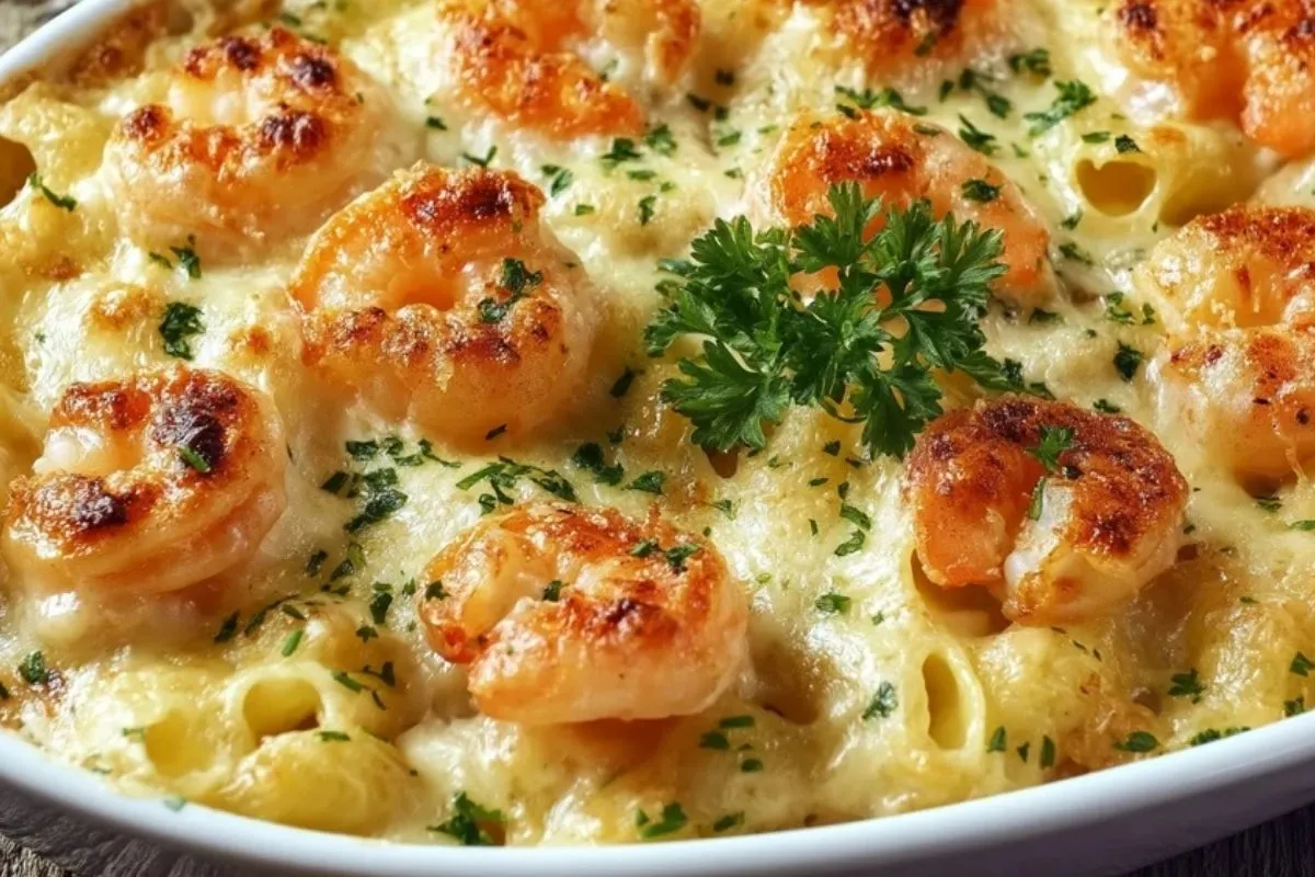 Gratin de pâtes aux crevettes