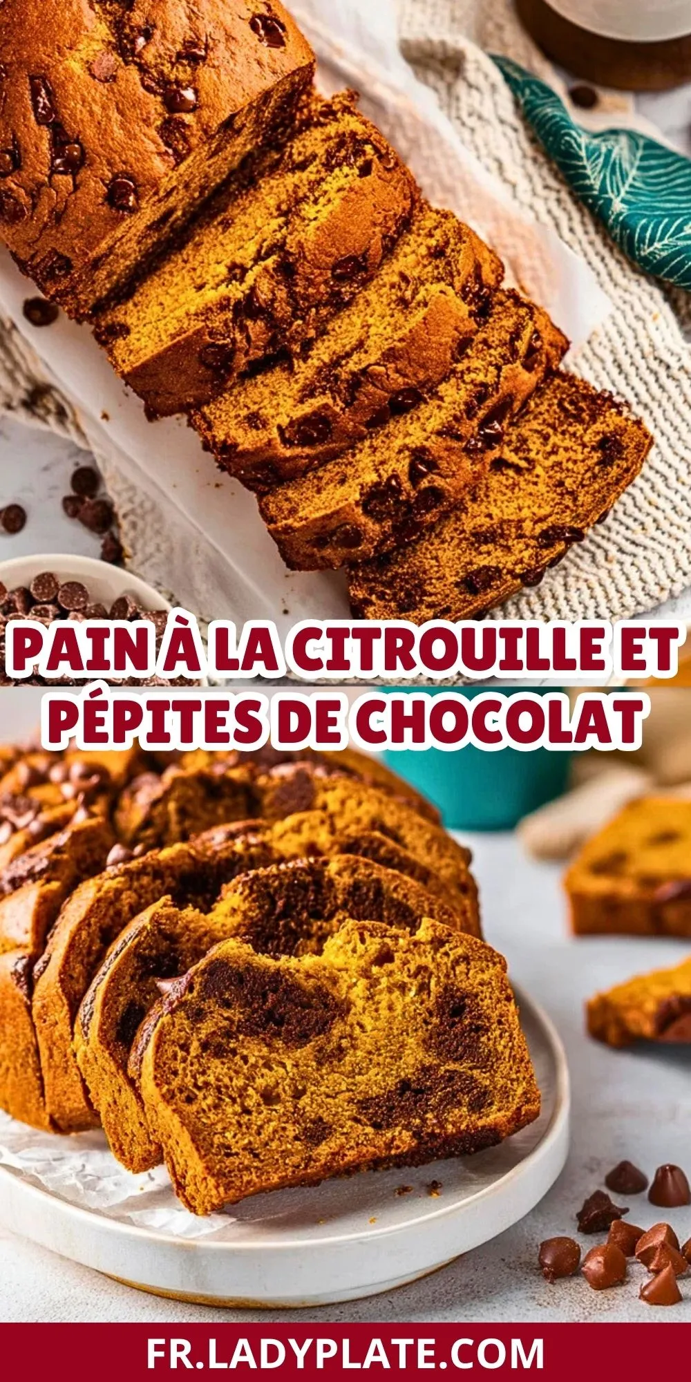 Pain à la citrouille et pépites de chocolat - Pin 1
