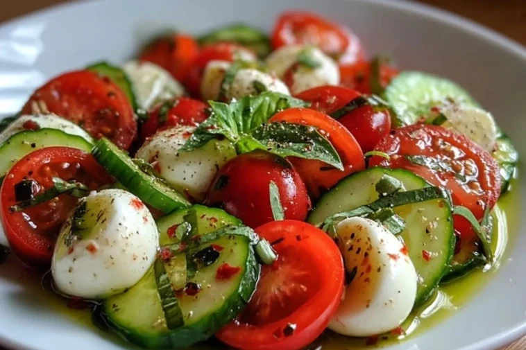 Salade Caprese de Concombres Frais