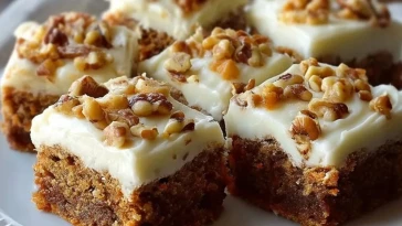 Barres De Gâteau Aux Carottes Décadentes Avec Un Glaçage Au Fromage À La Crème