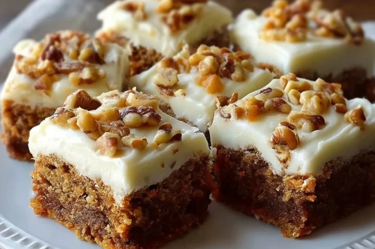 Barres De Gâteau Aux Carottes Décadentes Avec Un Glaçage Au Fromage À La Crème