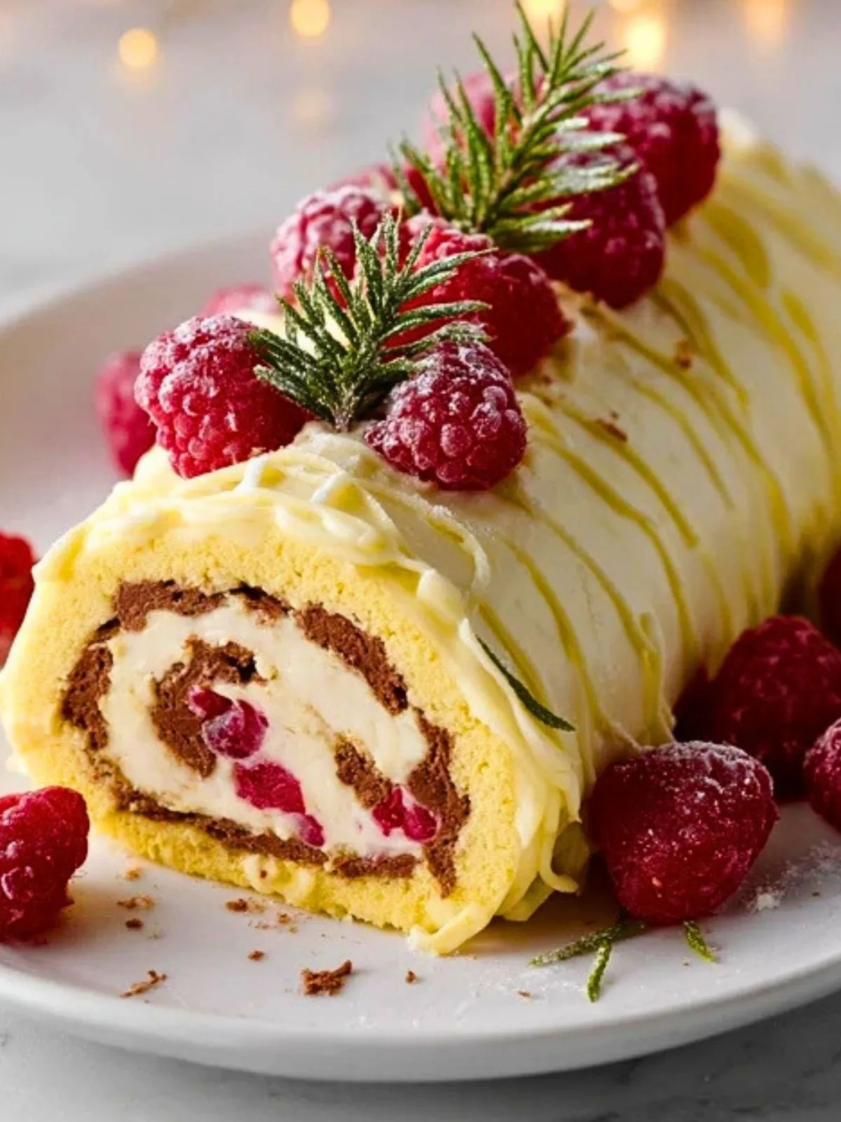 Bûche De Noël Au Chocolat Blanc Et Framboises (1)