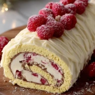 Bûche De Noël Au Chocolat Blanc Et Framboises