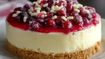 Cheesecake Aux Cranberries Et Chocolat Blanc Sans Cuisson