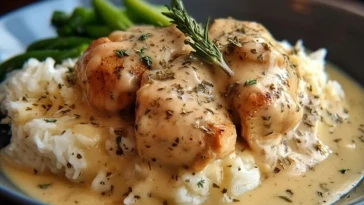 Poulet Crémé à la Sauce avec Purée de Pommes de Terre