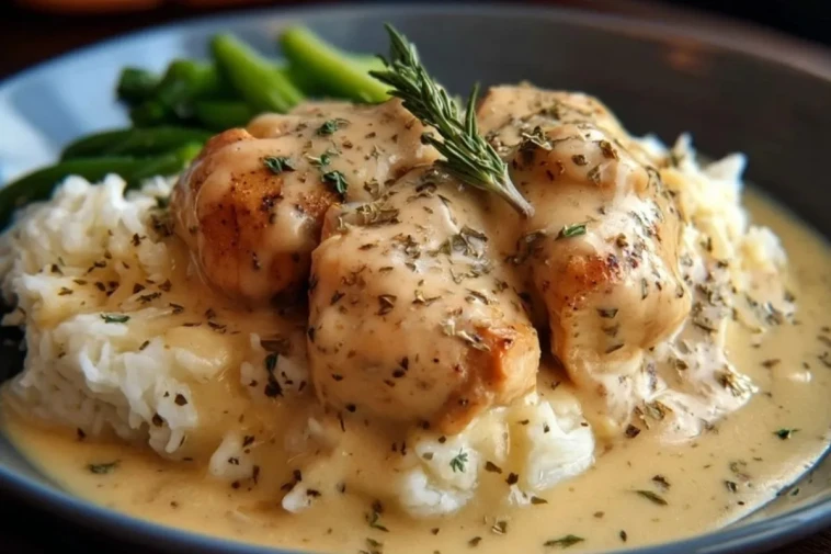 Poulet Crémé à la Sauce avec Purée de Pommes de Terre