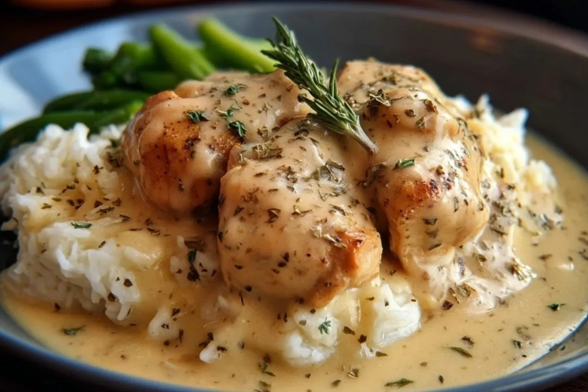 Poulet Crémé à la Sauce avec Purée de Pommes de Terre