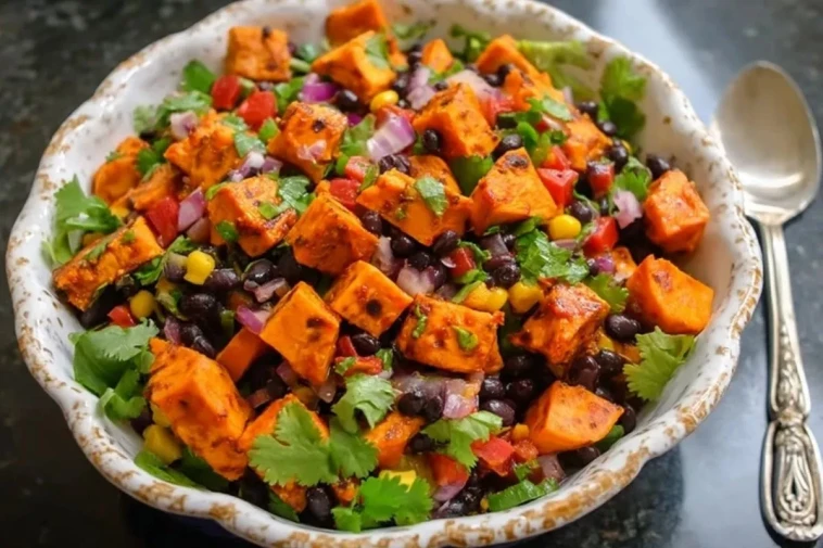 Salade De Patates Douces Rôties Aux Haricots Noirs