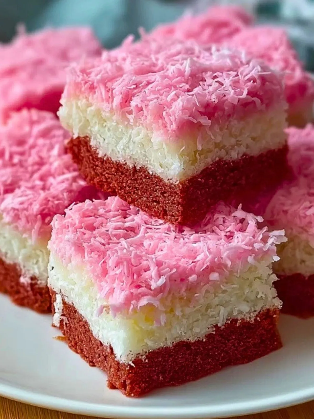 Barres Gâteau Neige à la Noix de Coco Rose (1)