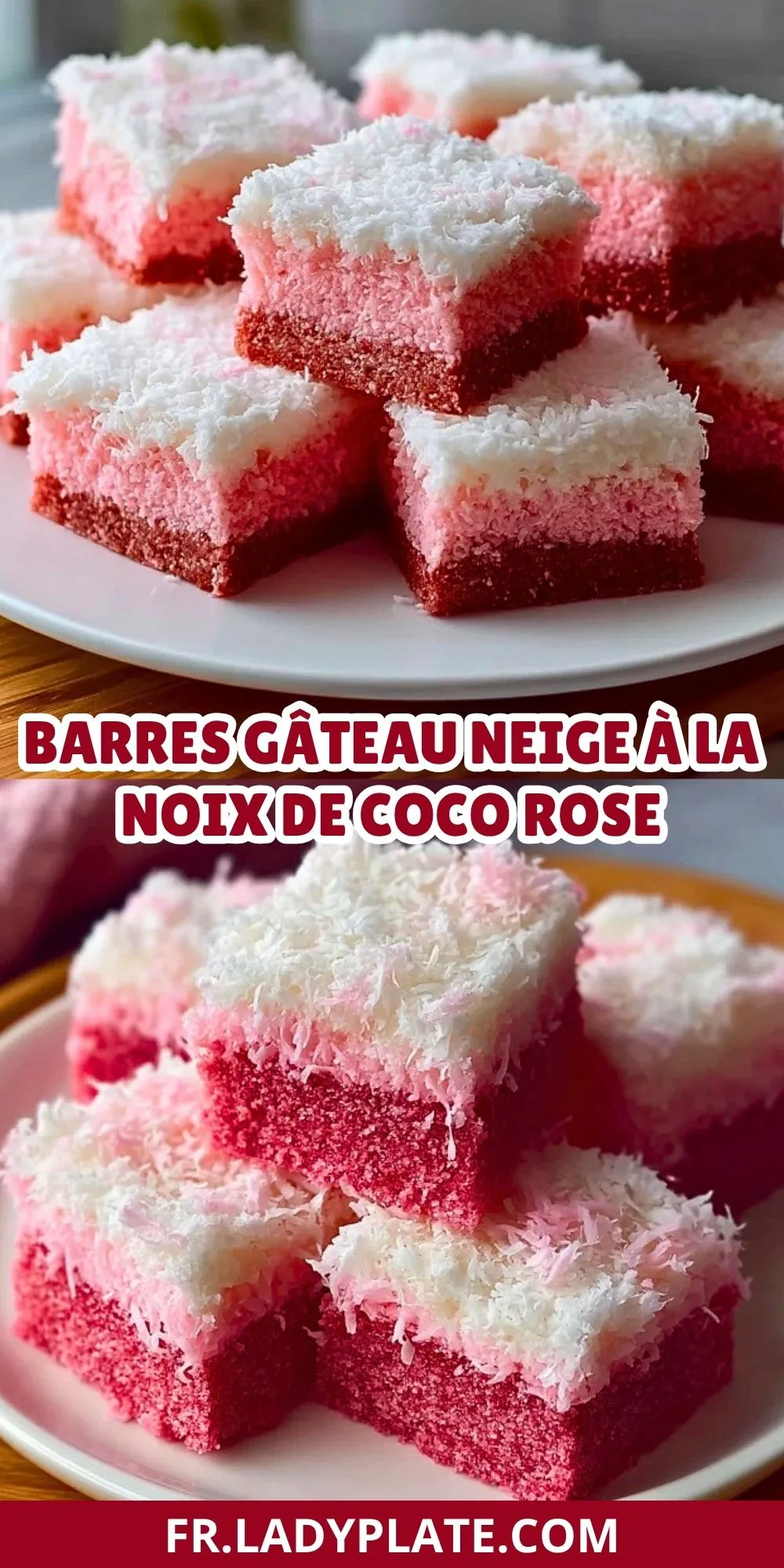 Barres Gâteau Neige à la Noix de Coco Rose (2)