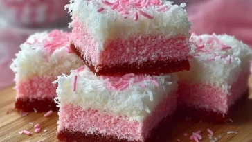 Barres Gâteau Neige à la Noix de Coco Rose