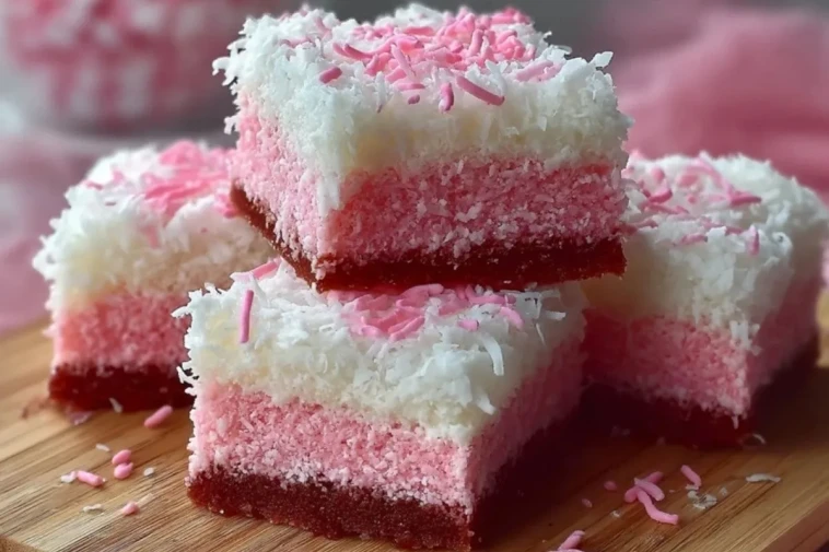 Barres Gâteau Neige à la Noix de Coco Rose