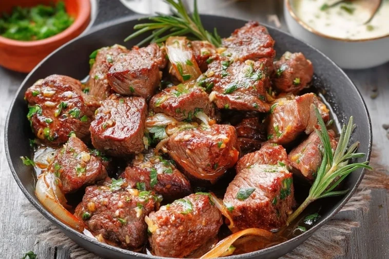 Bouchées De Steak Au Beurre Ail