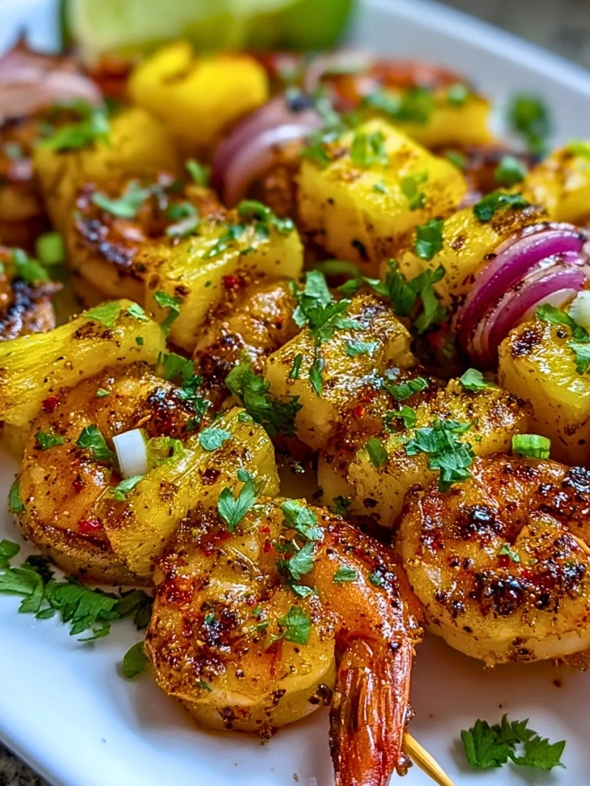 Brochettes De Crevettes Et Dananas Grillees (1)