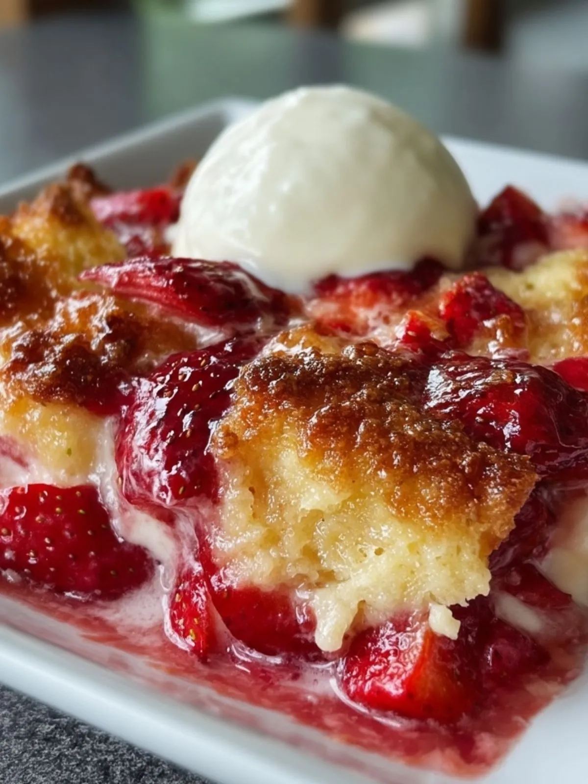 Cobbler Aux Fraises Et Fromage À La Crème (1)