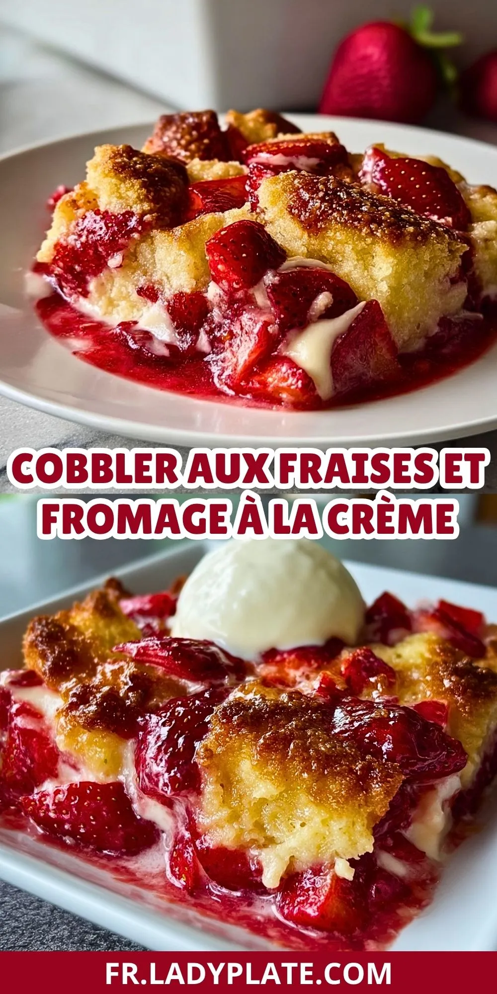 Cobbler Aux Fraises Et Fromage À La Crème (2)
