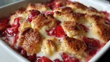 Cobbler Aux Fraises Et Fromage À La Crème