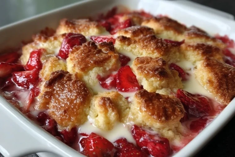 Cobbler Aux Fraises Et Fromage À La Crème