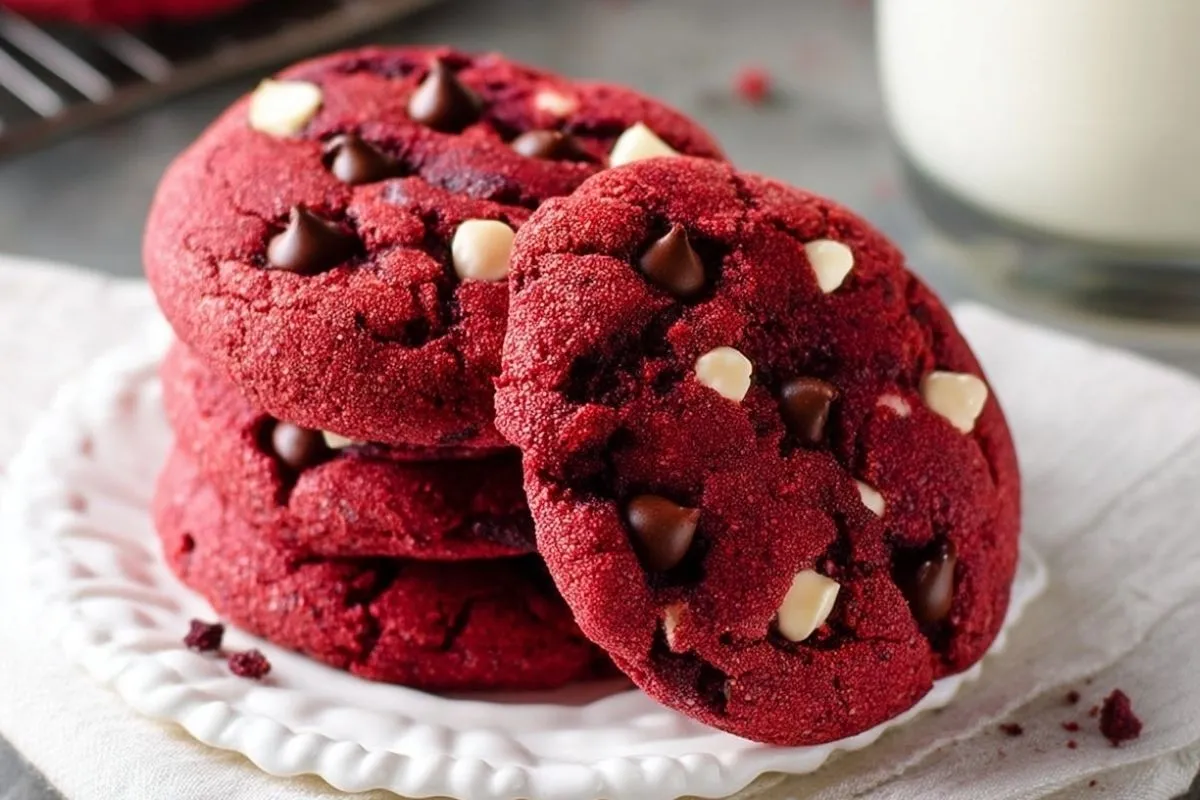 Cookies Chocolat Rouges avec Pépites de Chocolat Blanc