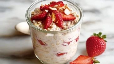 Flocons DAvoine Au Fromage Frais Et Fraises