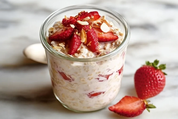 Flocons DAvoine Au Fromage Frais Et Fraises