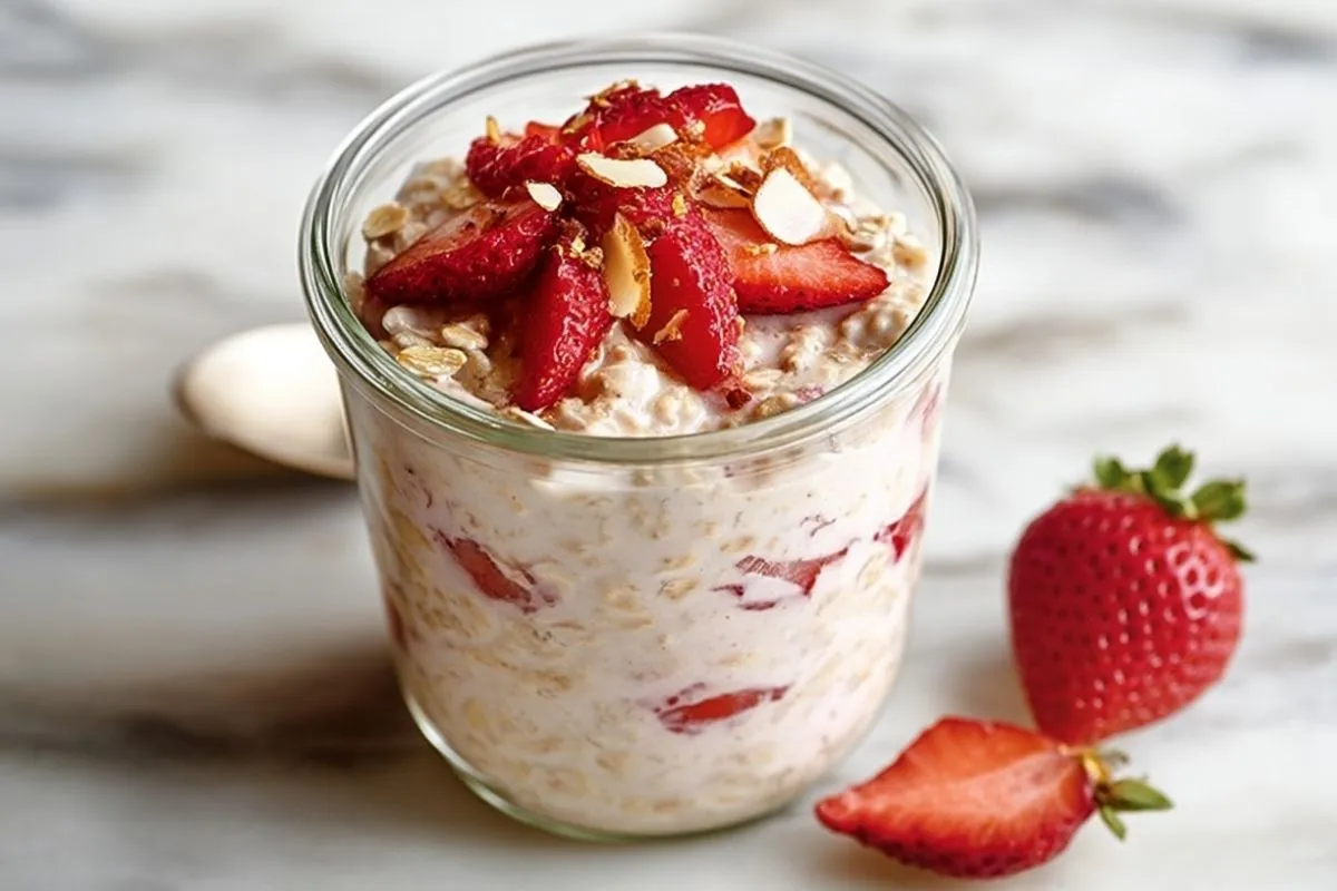 Flocons DAvoine Au Fromage Frais Et Fraises