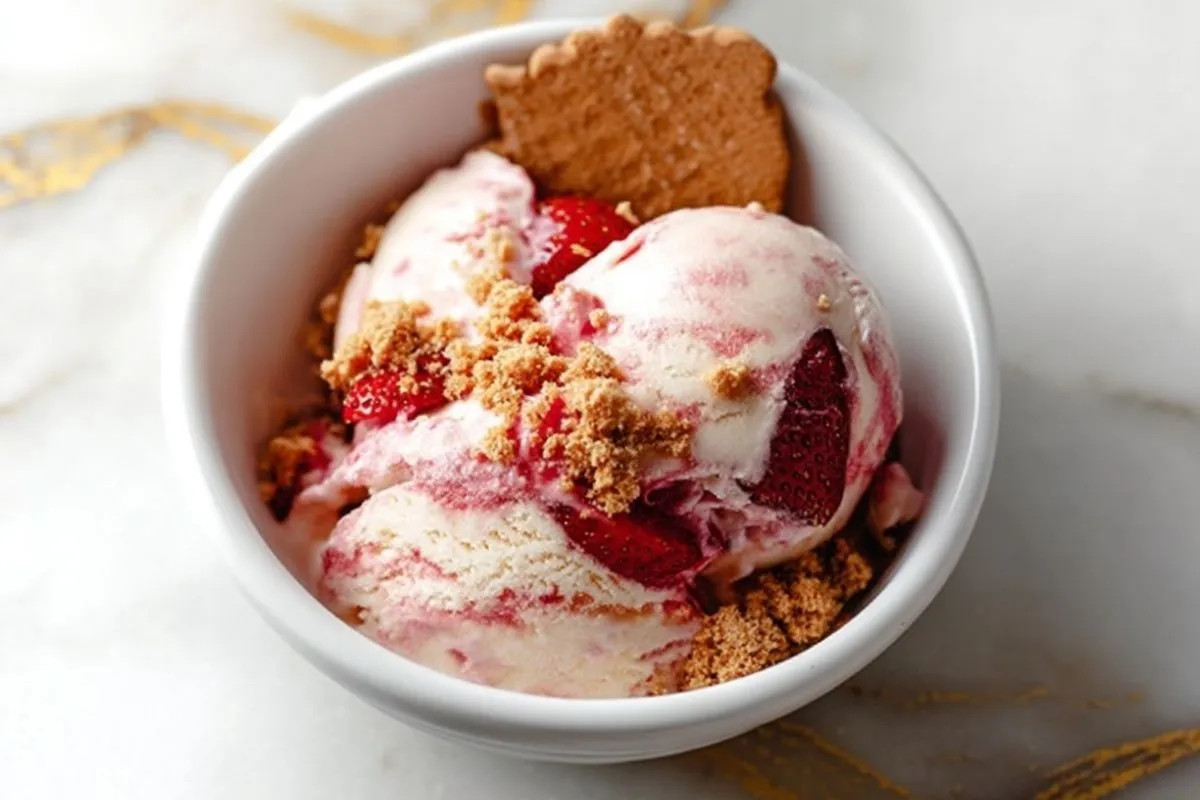 Glace Protéinée Au Cheesecake Aux Fraises