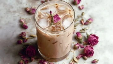Latte Glacé Au Cardamome Et À La Rose