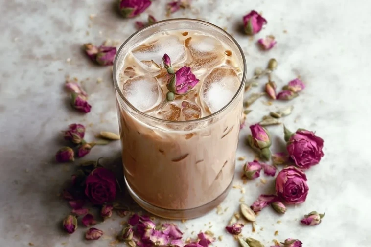 Latte Glacé Au Cardamome Et À La Rose