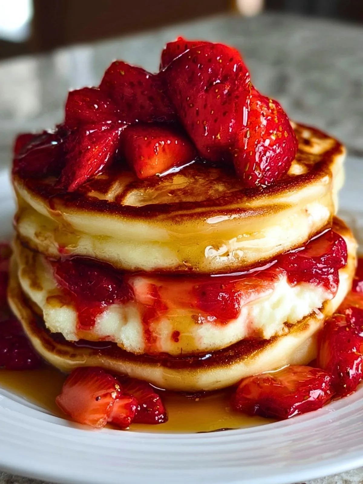 Pancakes Au Fromage Blanc Et Fraises (1)