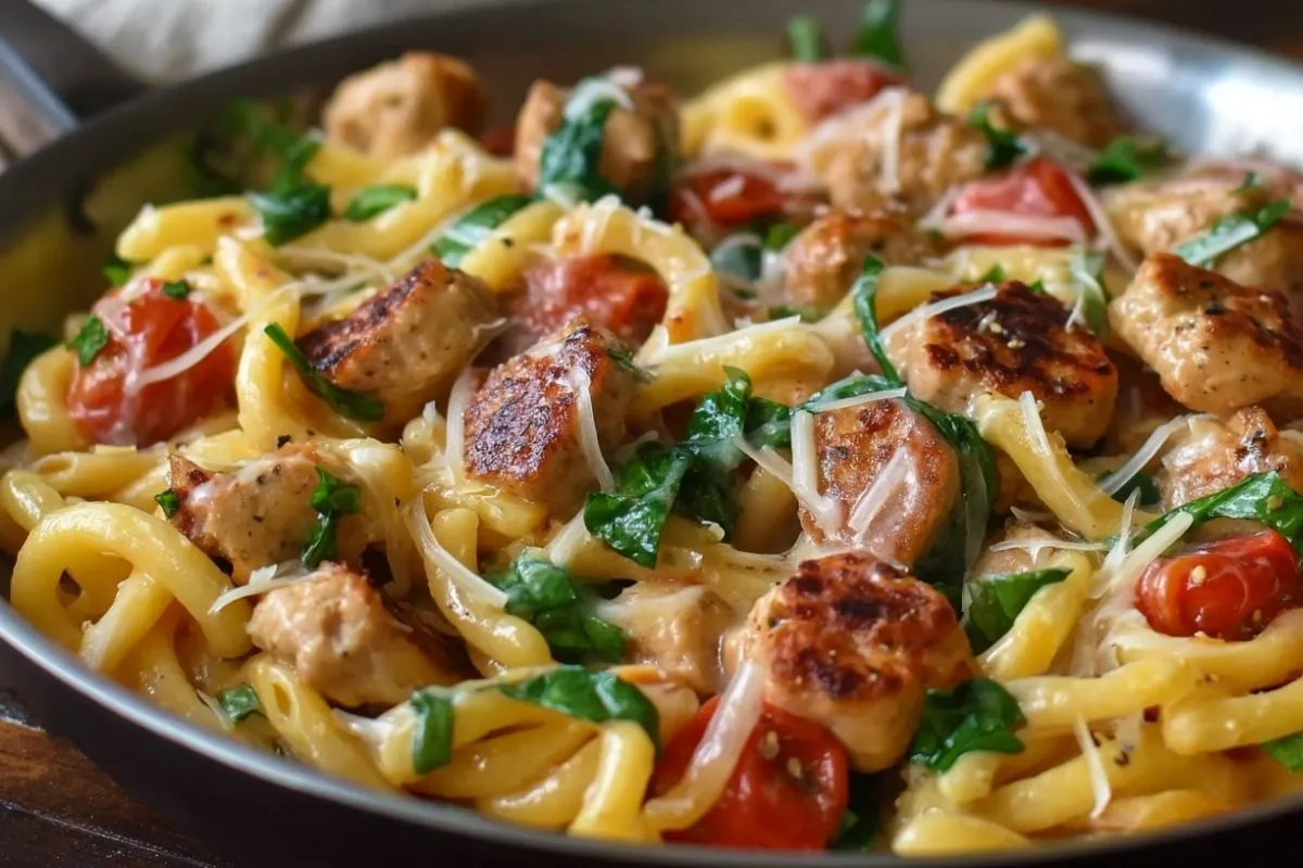 Pâtes Sautées au Poulet et aux Pommes