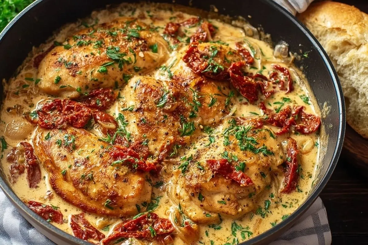Poulet Crémeux Aux Tomates Séchées Et À LAil