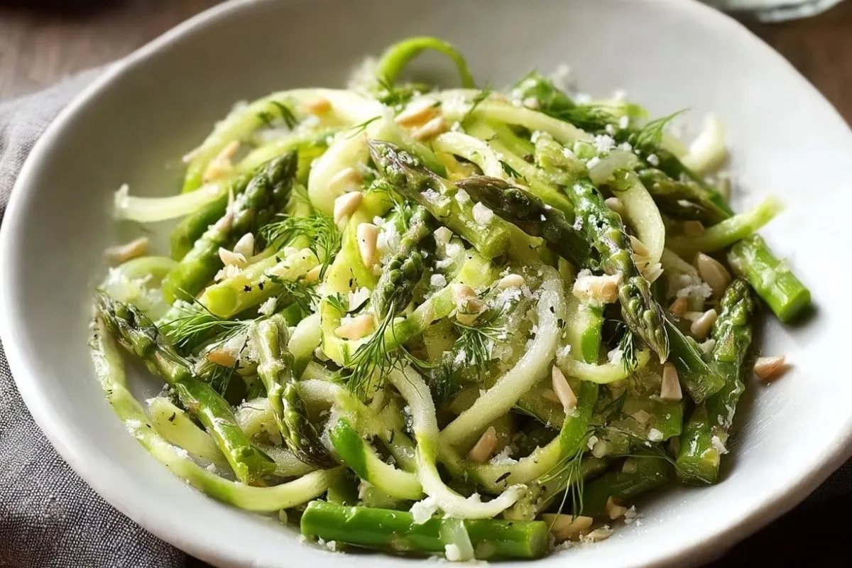 Salade DAsperges Râpées Avec Vinaigrette Au Citron