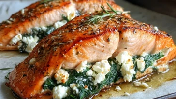 Saumon Farci Aux Épinards Et Feta
