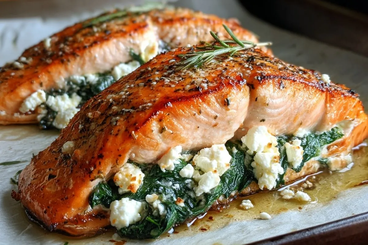 Saumon Farci Aux Épinards Et Feta