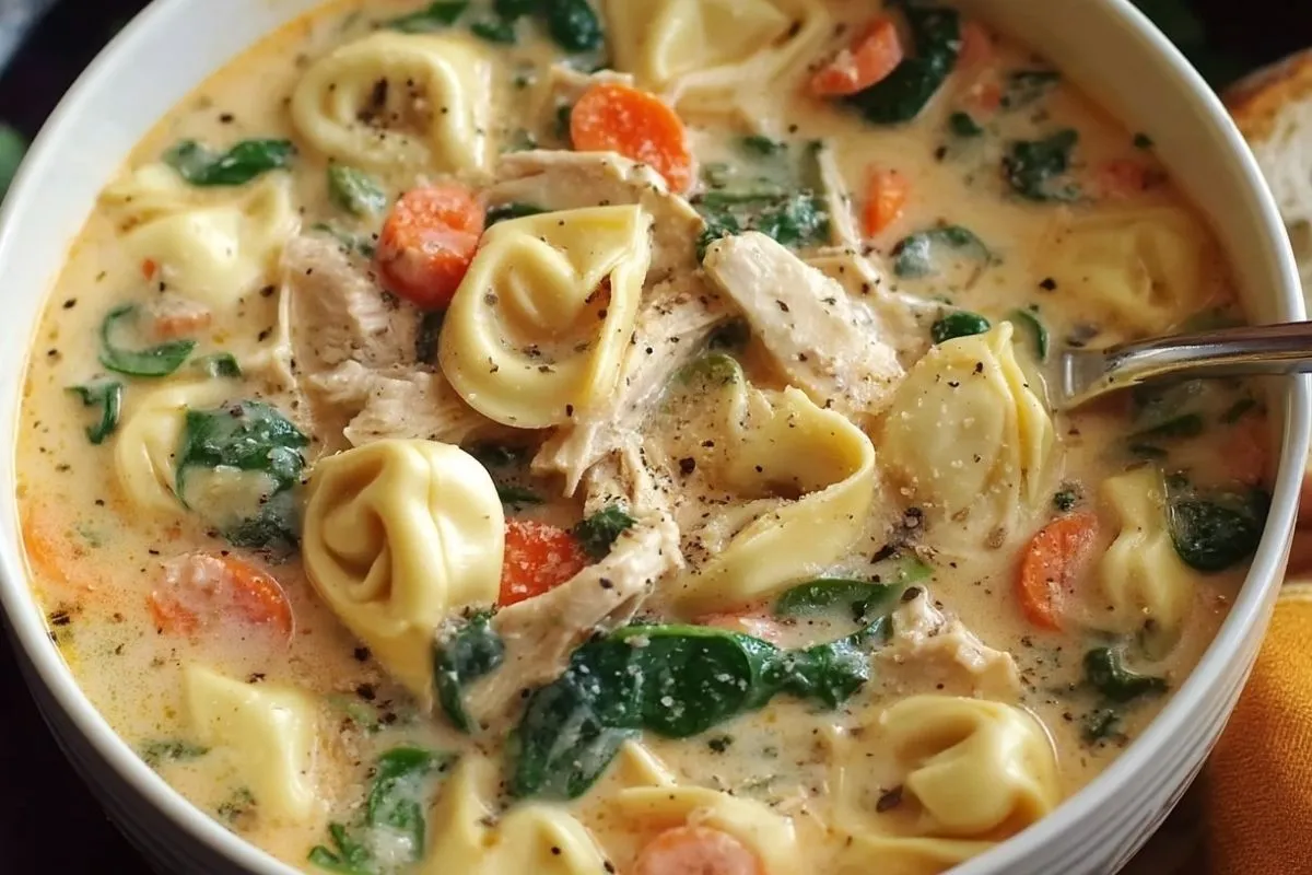 Soupe Crémeuse Aux Tortellinis Et Poulet