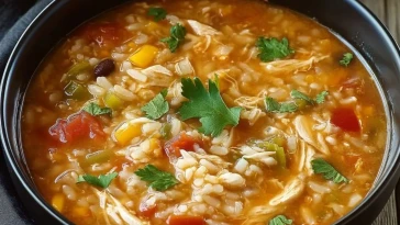 Soupe De Poulet Mexicaine Au Riz