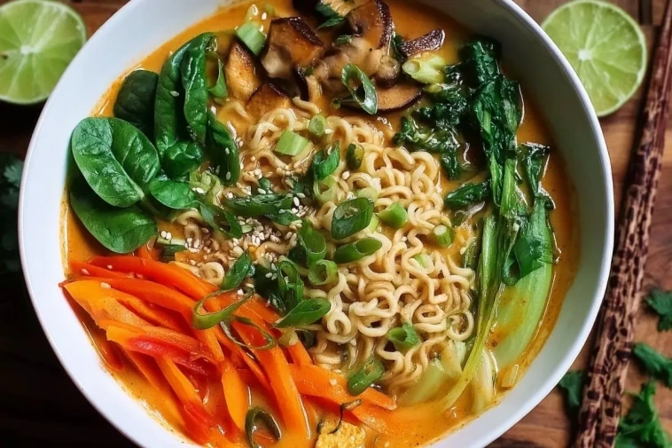 Soupe Ramen Thaïlandaise Végane au Curry Rouge